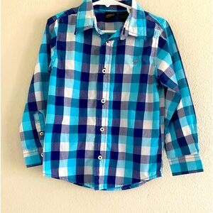 Wrangler Blue Check Long Sleeve Collar Button Up With Embroidered Horse Size 5T